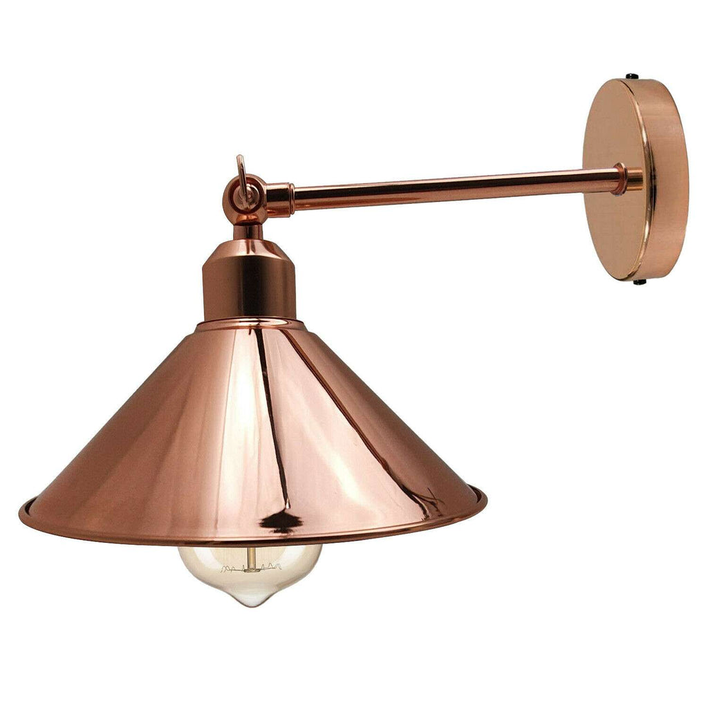 Adjustable Industrial Metal Wall Sconce Flat Shade E27 Light Fixture