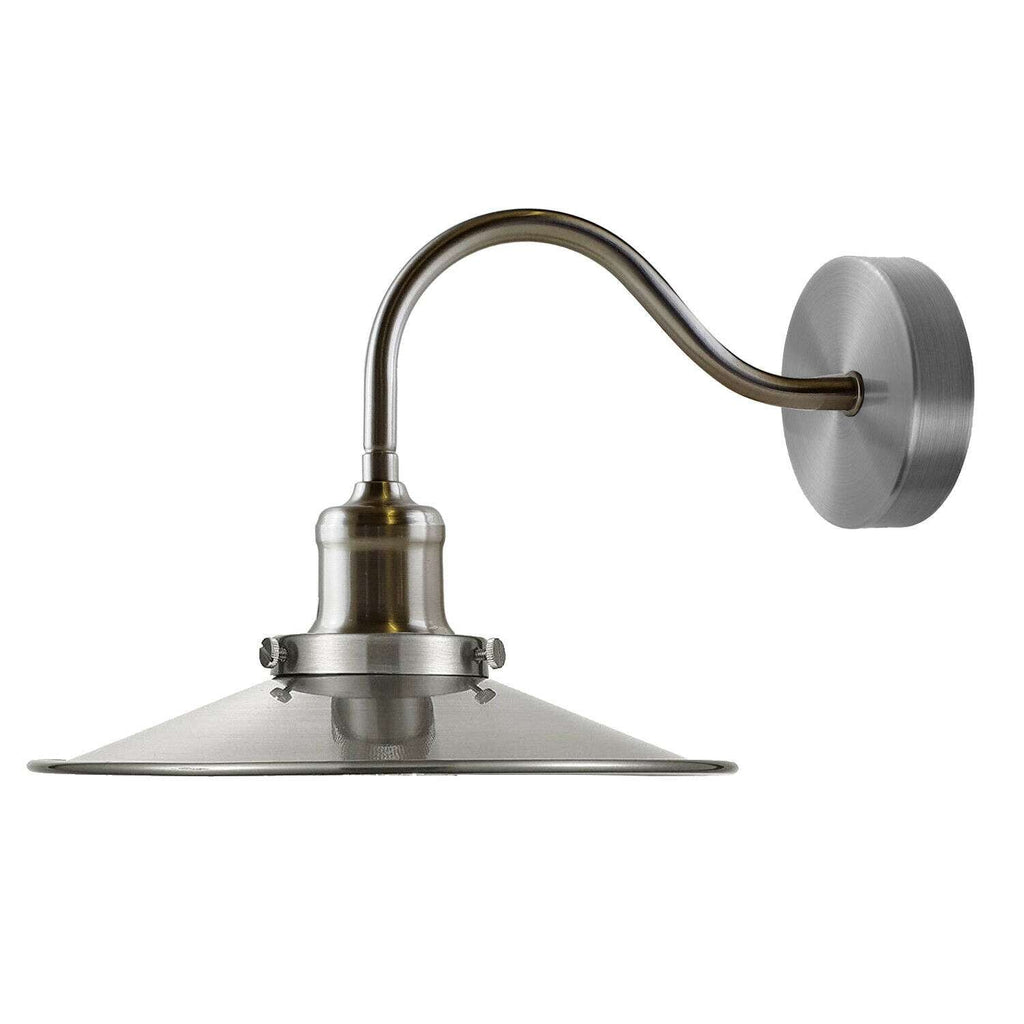Vintage Industrial Metal Flat Shade Wall Sconce Lamp - E27 Swan Neck Light