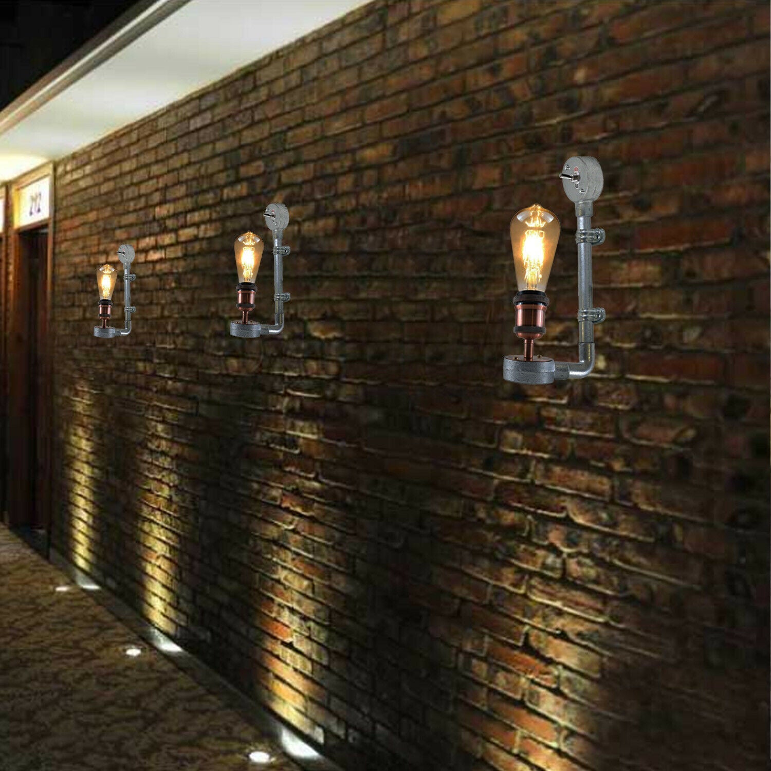 Industrial Galvanized Pipe Wall Sconce Light Fixture E27 Vintage Aesthetic