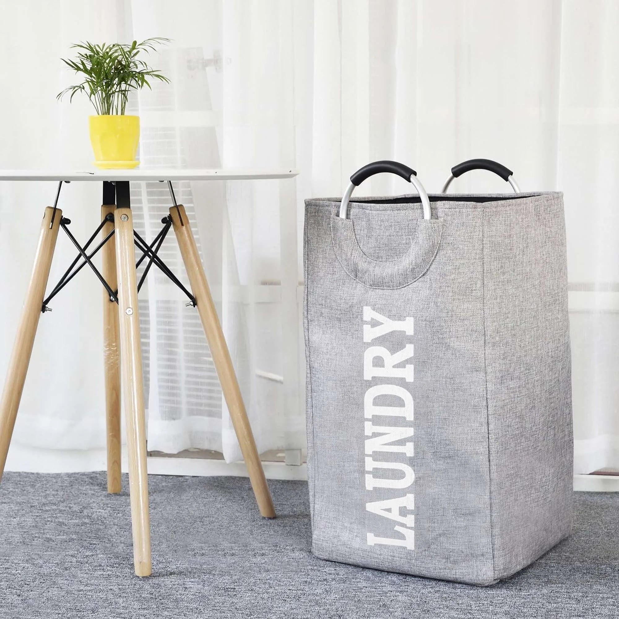37L Collapsible Heavy Duty Laundry Bag with Sturdy Aluminum Handles