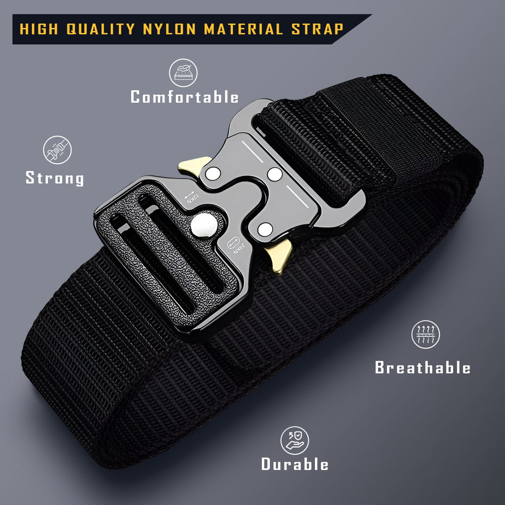 Men's Durable Fabric Trim Belt with Adjustable Automatic Sliding Buckle Fit