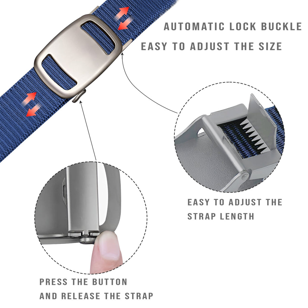 Unisex Automatic Lock Buckle Nylon Canvas Belt for Casual Outdoor Wear