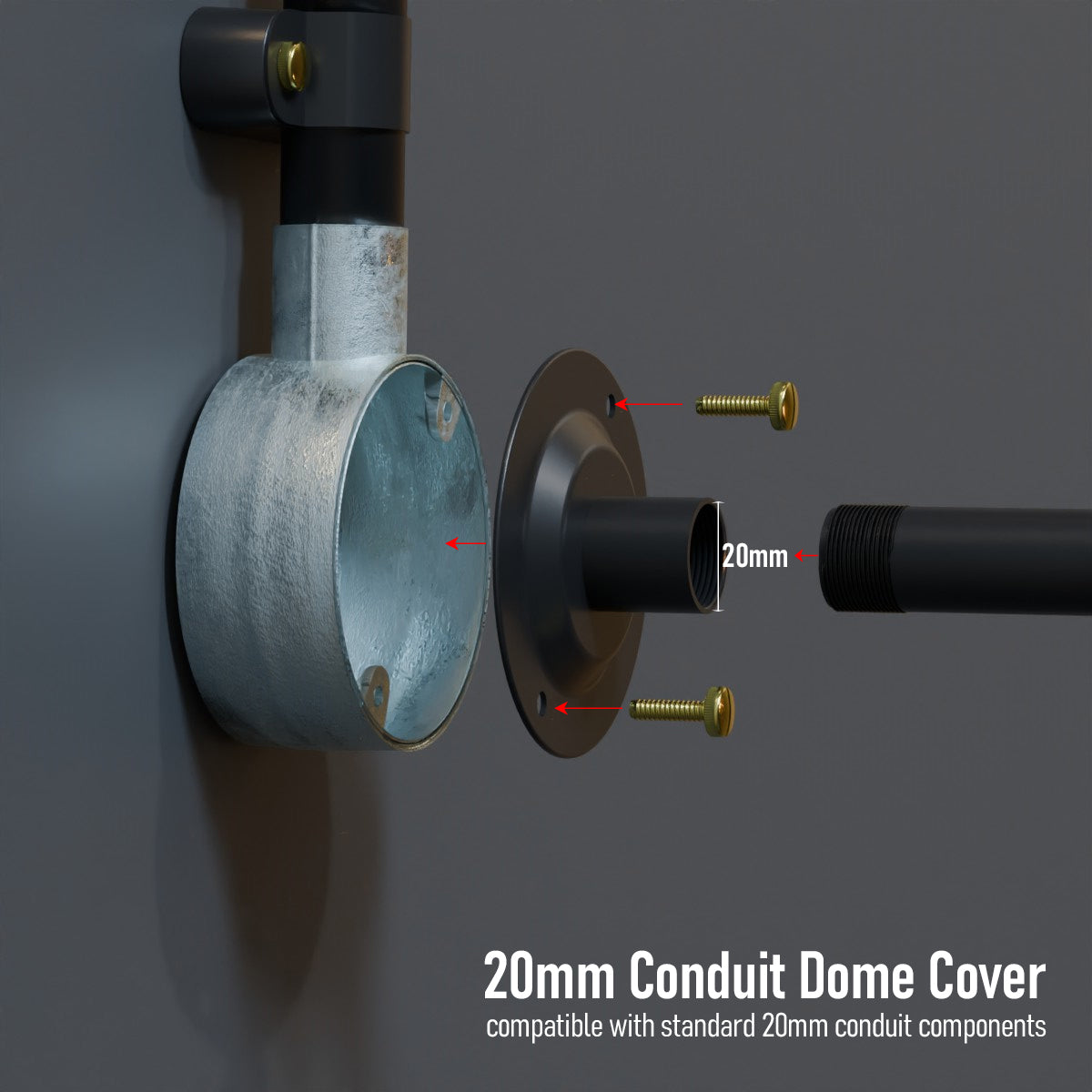 Durable Metal 20mm Conduit Dome Cover Fitting - Electrical Lighting Protection