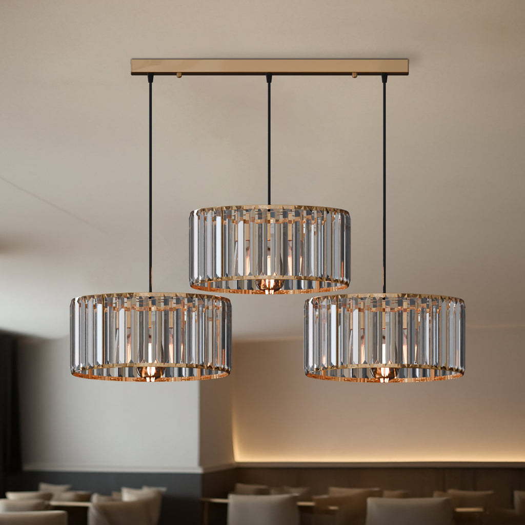 Modern Adjustable 3-Light Crystal Shade Pendant Chandelier~6125