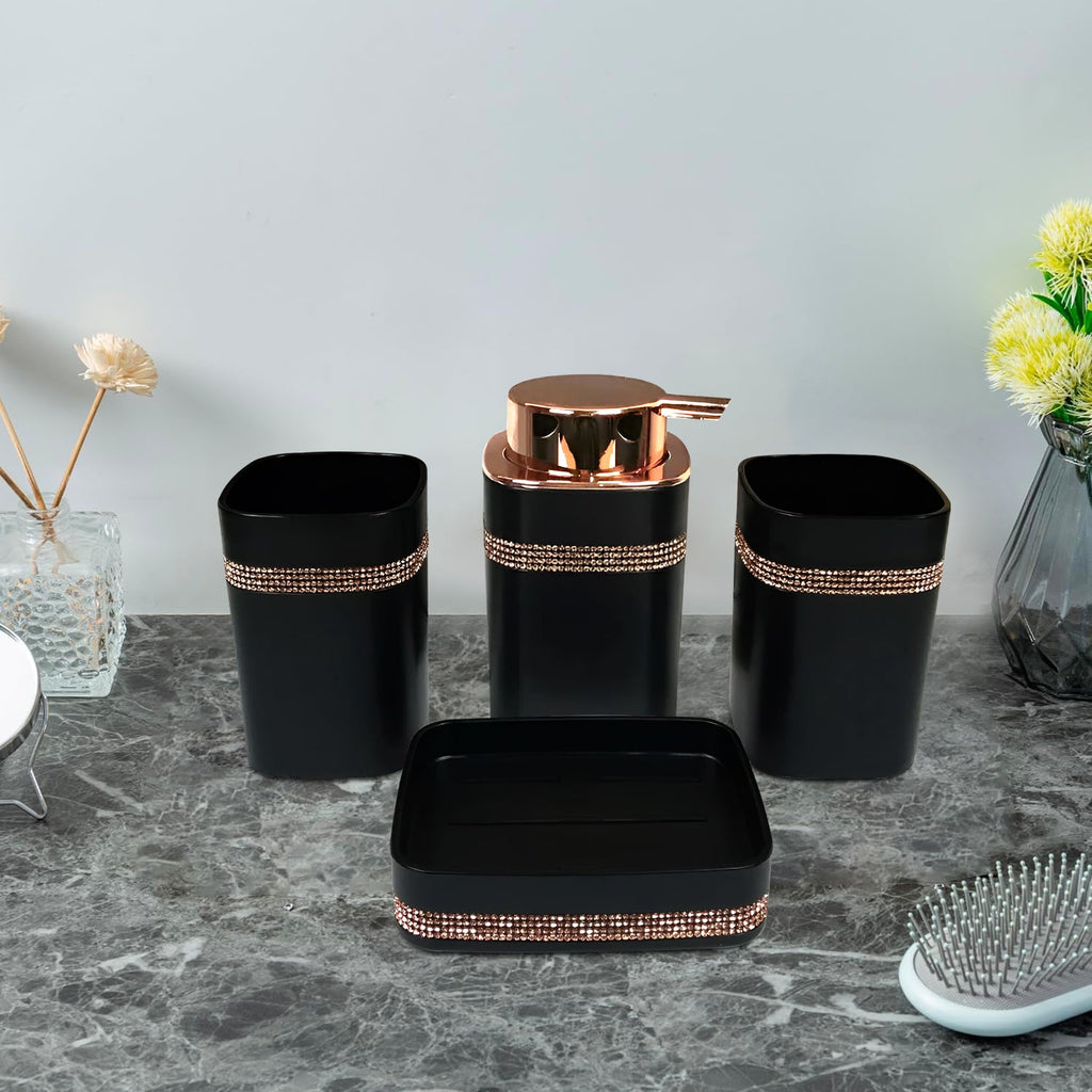 Modern Luxury 4 Piece Bathroom Accessory Set with Soap Dispenser