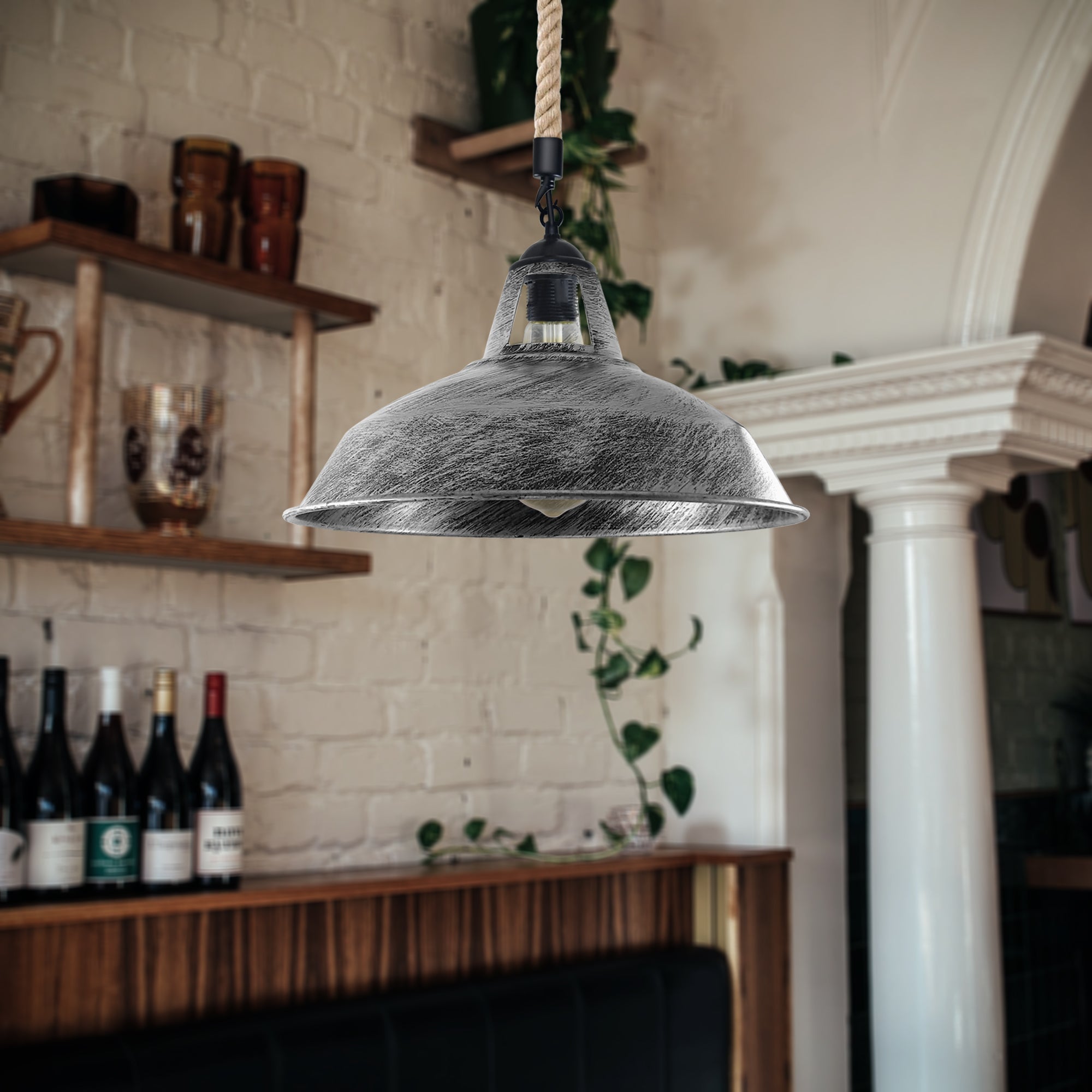 Rustic Industrial E27 Edison Hemp Rope Pendant Light Fixture Barn Home
