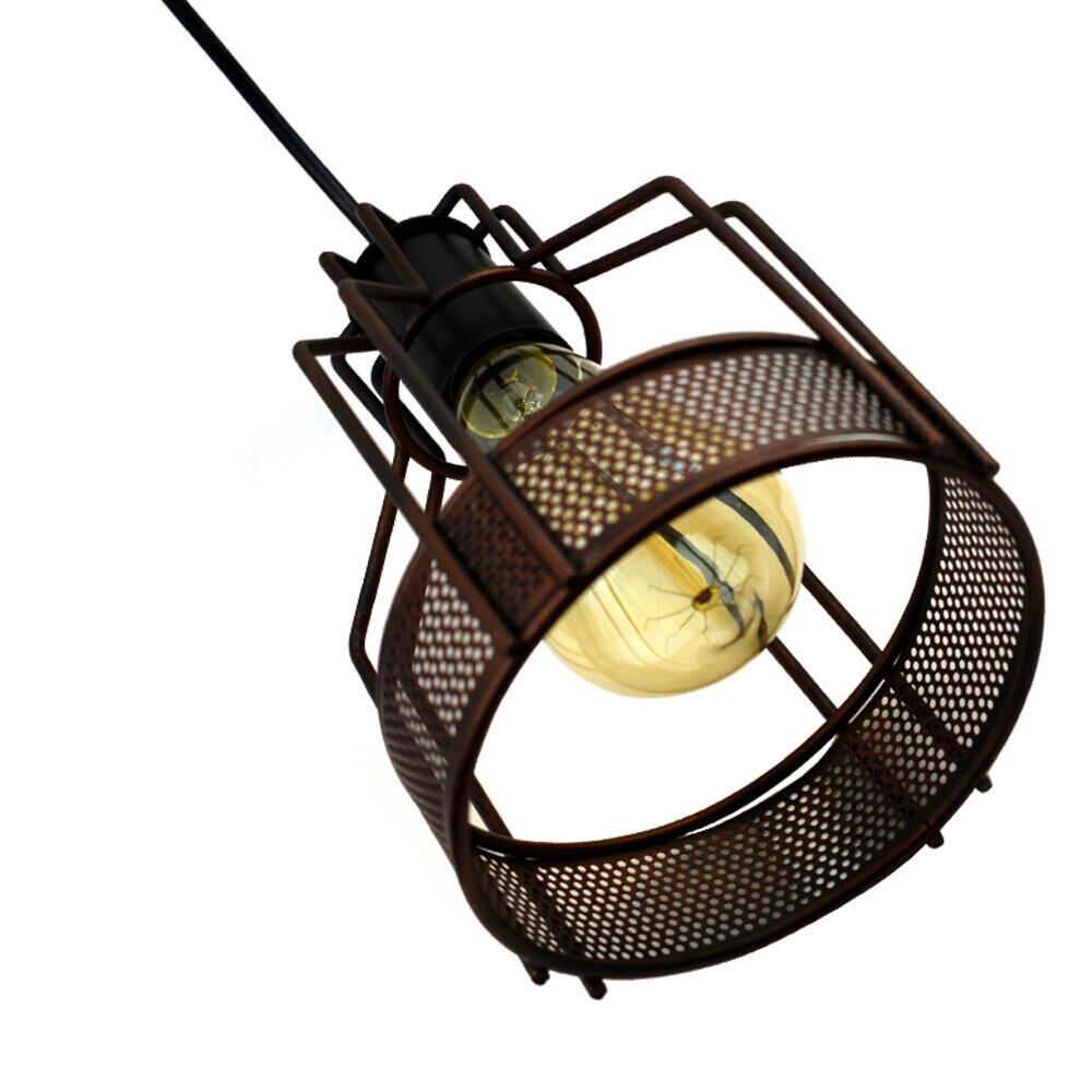 Vintage Industrial 3-Head Metal Cage Pendant Light Chandelier - E27 Base