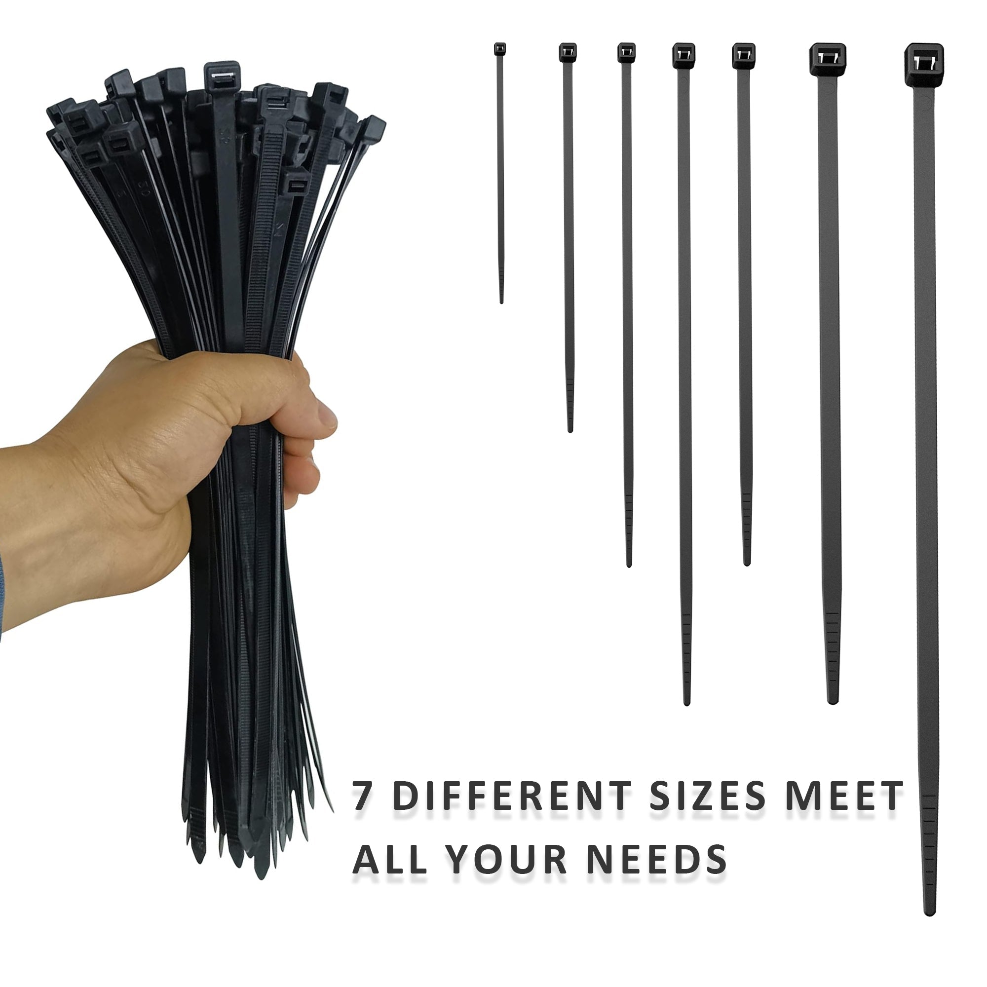 Black Heavy Duty Self Locking Nylon Cable Ties 100 Pack