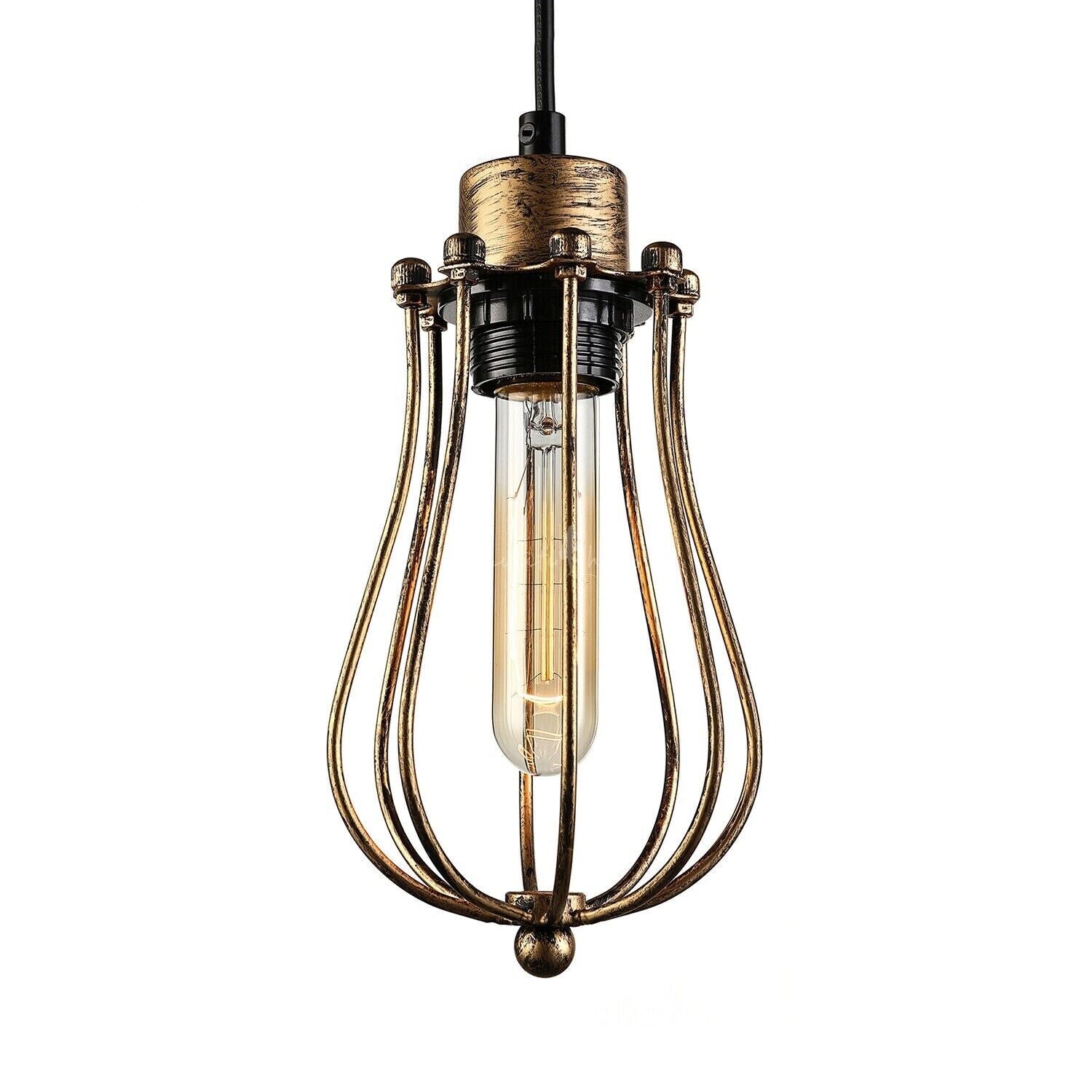 Modern Industrial Cage 3-Light Pendant Lamp for Kitchen Island Dining Room
