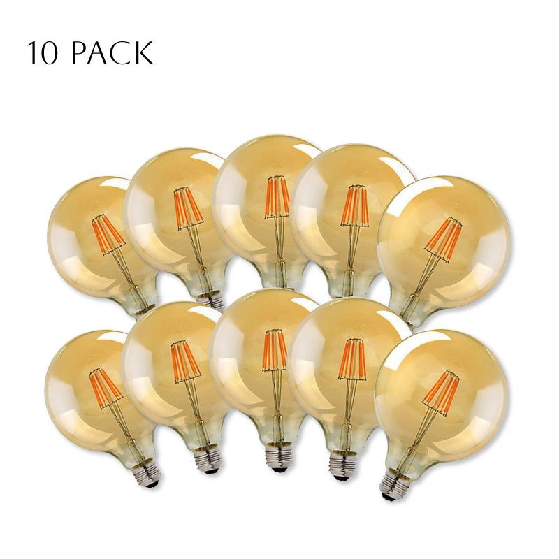 10-Pack G125 E27 8W Dimmable LED Globe Bulb, Vintage Warm White Light