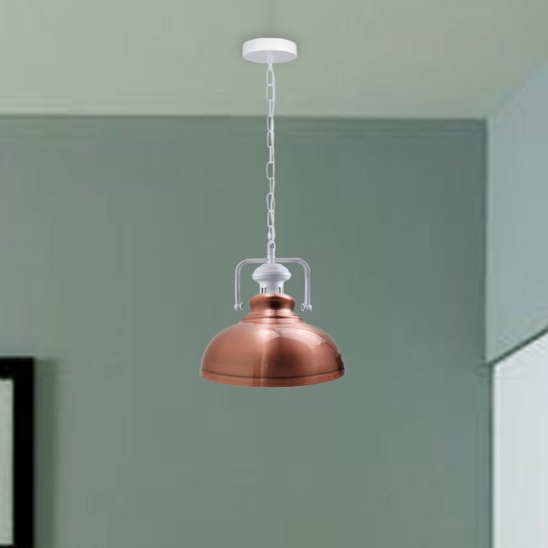Industrial Vintage Copper Metal Pendant Light Fixture, E27 Holder, Ceiling Hanging