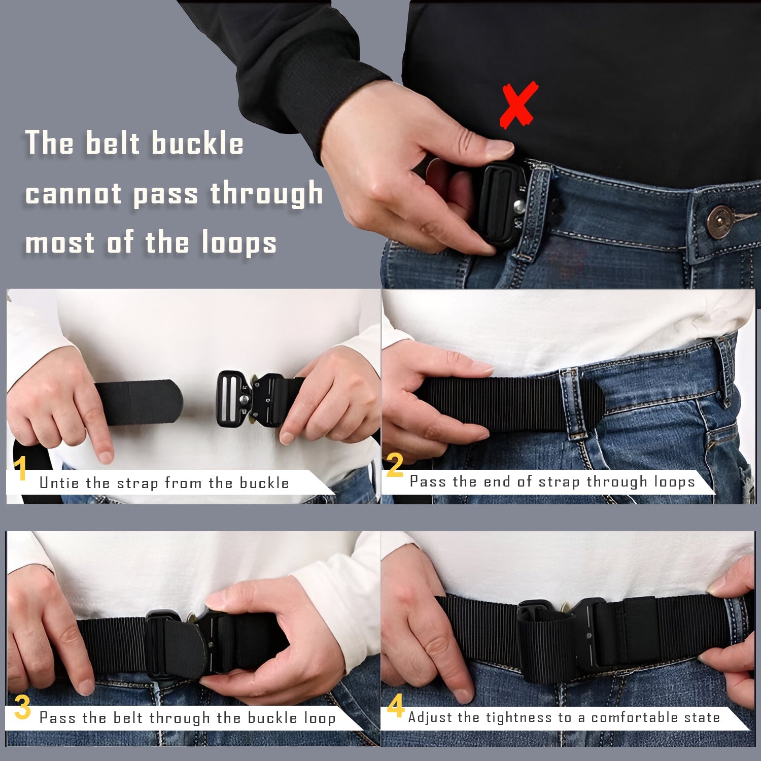 Men's Fabric Trim Adjustable Buckle Belt for Dress and Casual Wear