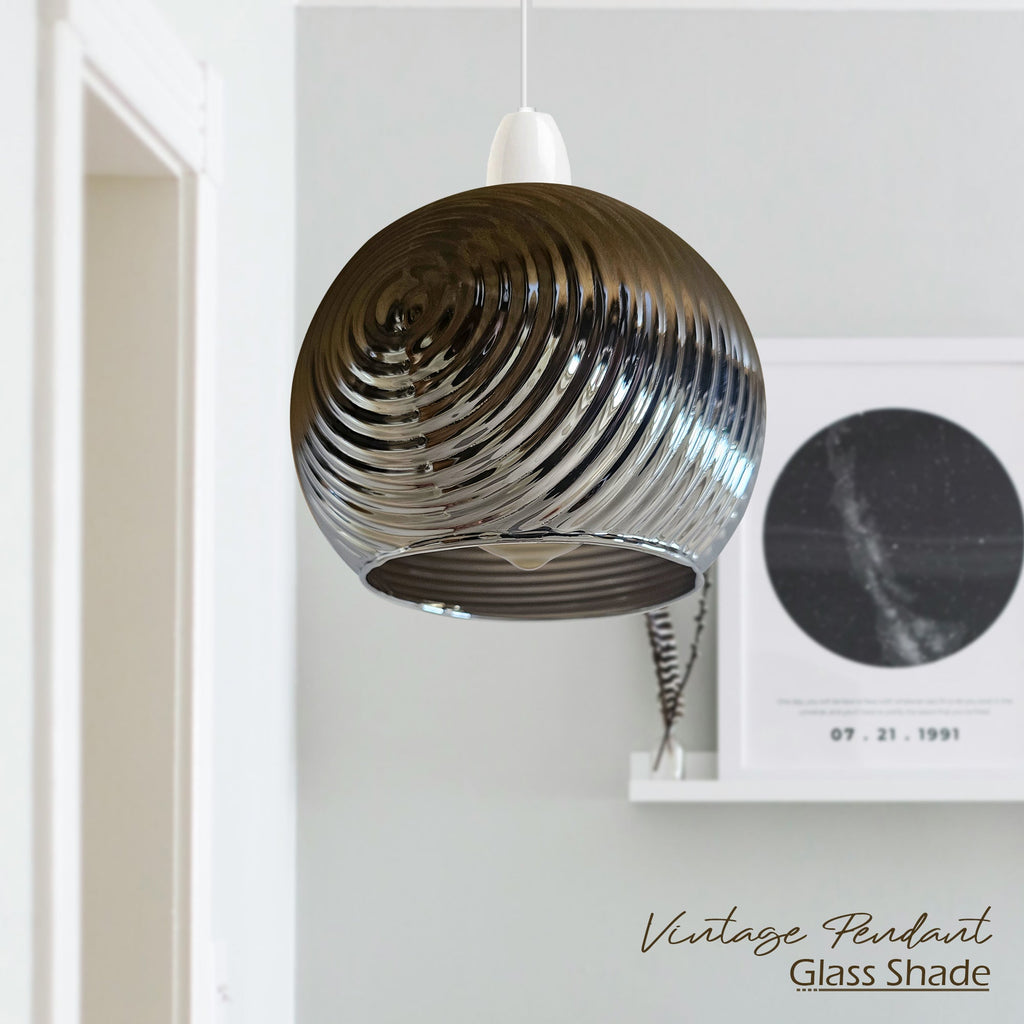 Floral Glass Easy Fit Pendant Light Shade Modern Chrome Finish Design