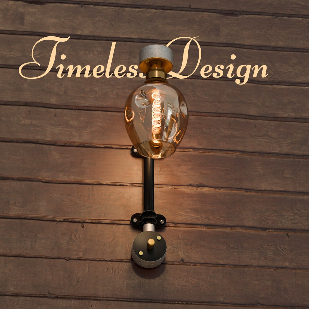 Industrial Vintage Conduit Pipe Wall Light with Glass Shade Kit