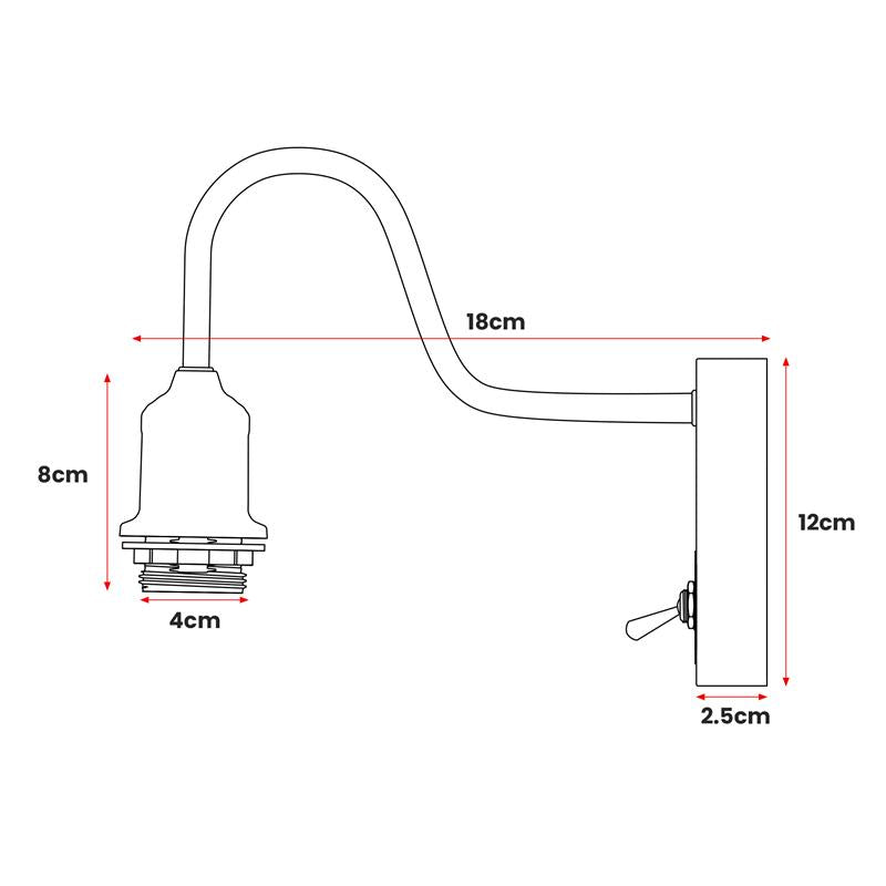Modern Industrial Swan Neck Wall Sconce with Built-in Toggle Switch