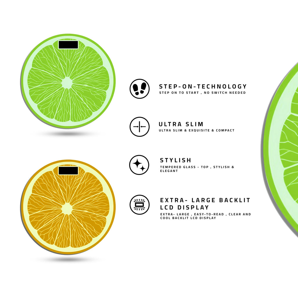 Orange and Lemon Fruit Print Digital Body Weight Bathroom Scale