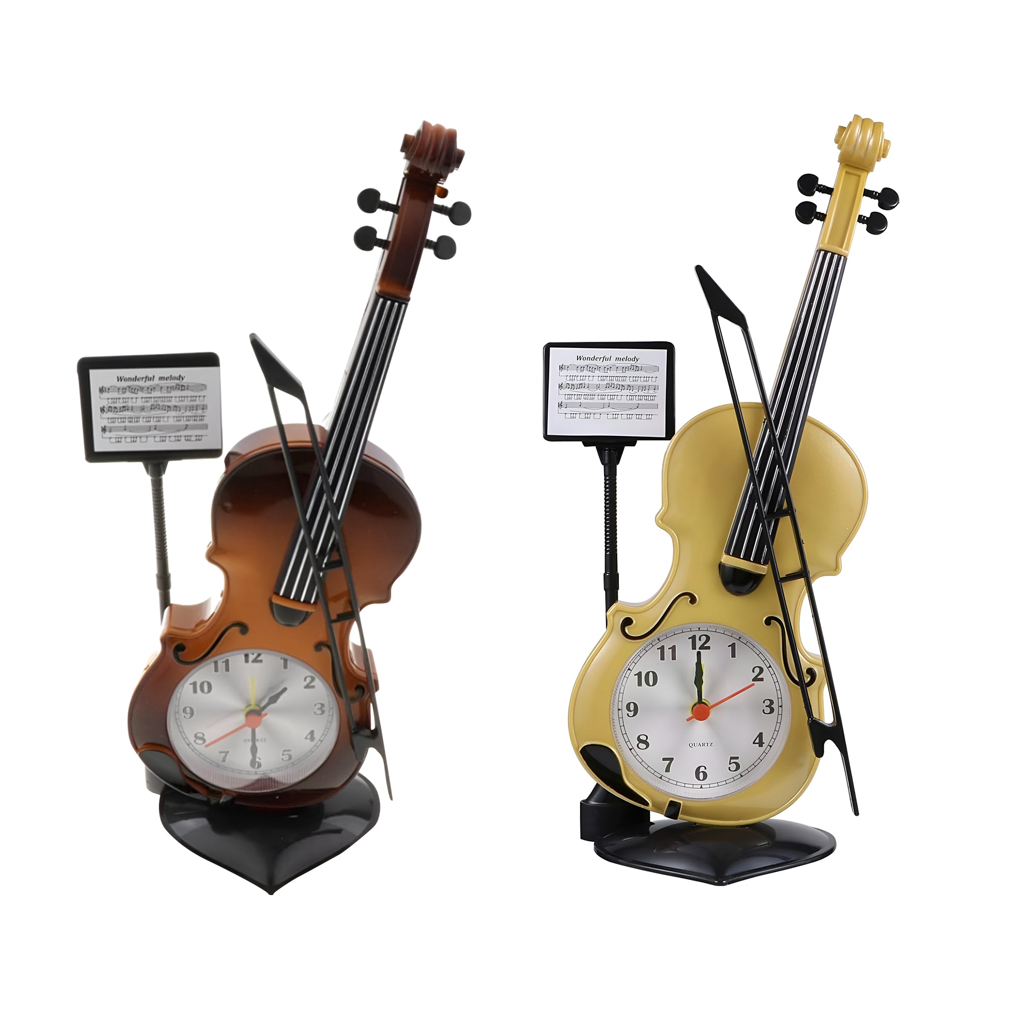 Elegant Violin Design Alarm Clock for Music Lovers, Decorative Bedside Table Clock