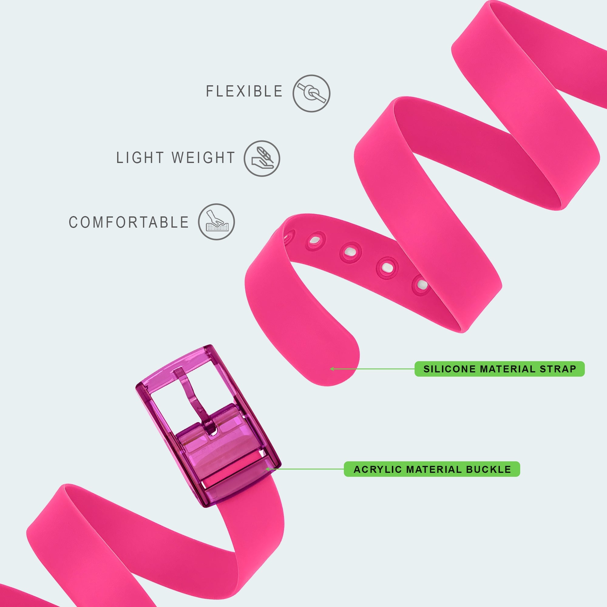Vibrant Candy Colour Unisex Silicone Belt with Durable Acrylic Buckle