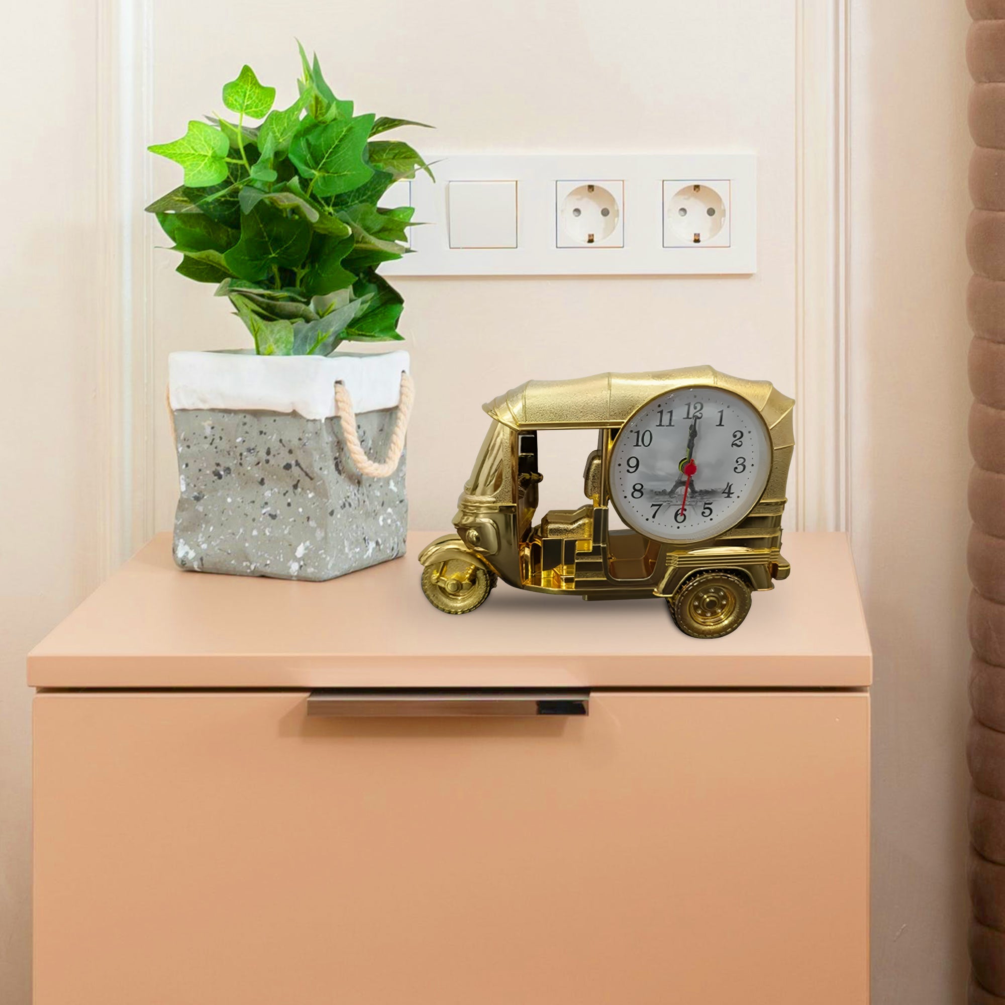Unique Modern Three-Wheeler Alarm Clock Gift, Stylish Desk & Home Decor