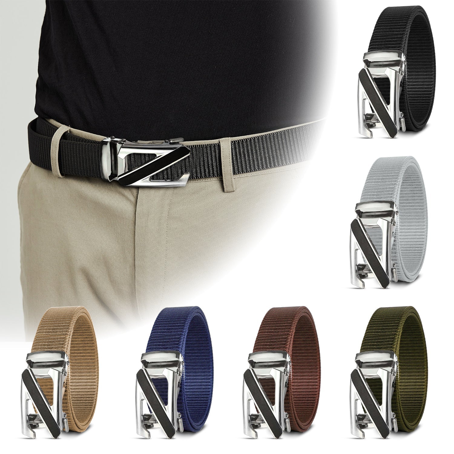 Men's Tactical Nylon Canvas Quick Release Belt with Z-Letter Buckle