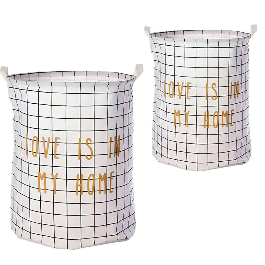 2-Pack Large Foldable Laundry Bag Hamper: Durable Cotton, Waterproof Lining, Easy Storage