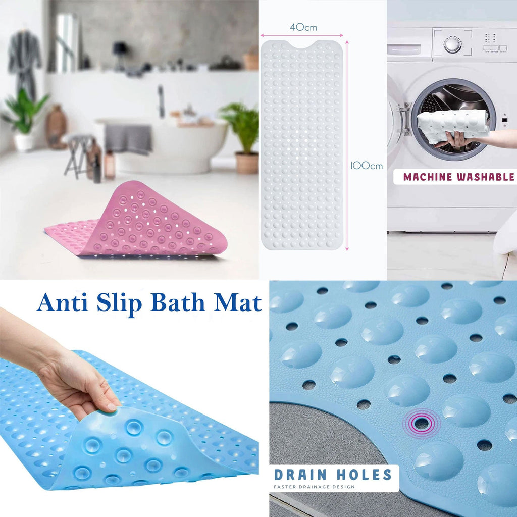 Anti-Bacterial Non-Slip Shower Mat with Drain Holes for Enhanced Bathroom Safety