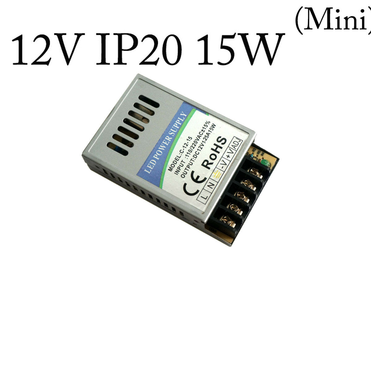 Compact 12V IP20 Switching Power Supply Driver for LED Lighting Projects