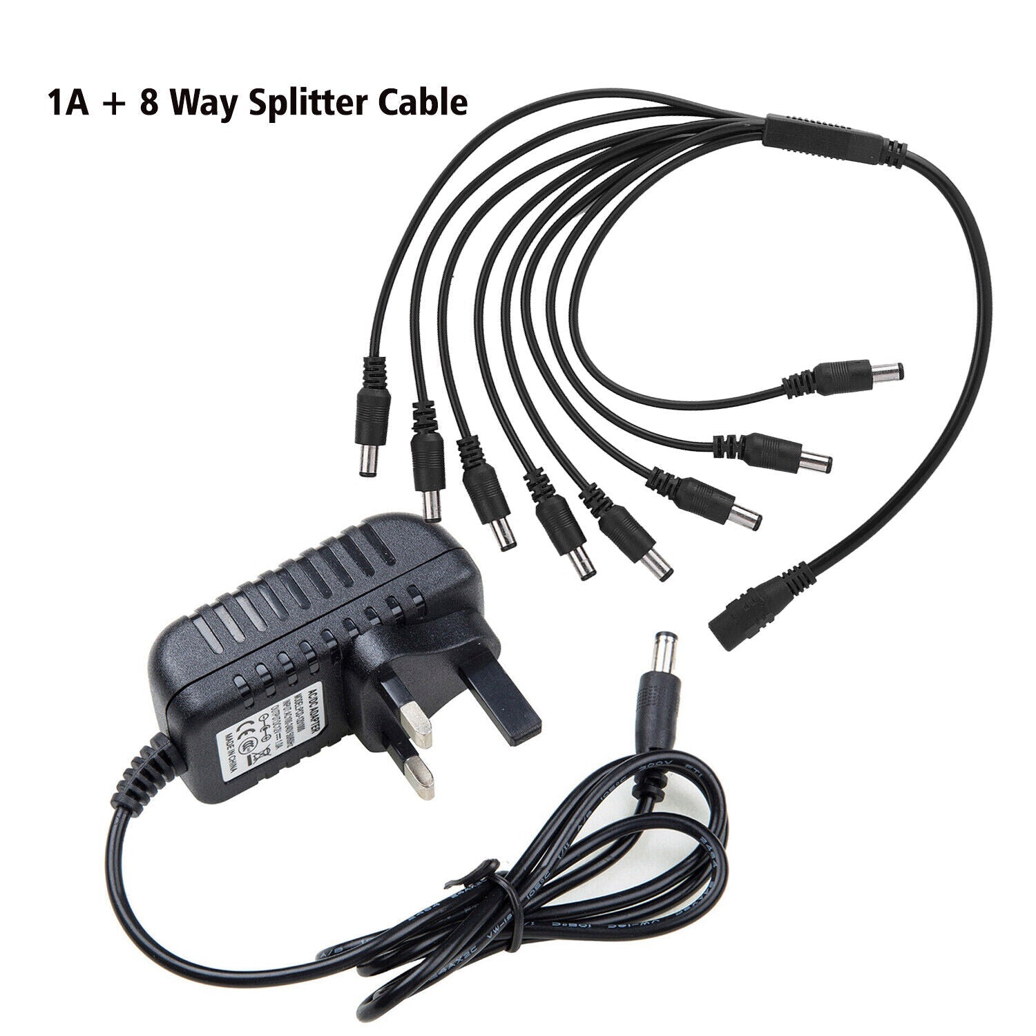 12V CCTV Power Adapter & 2/4/8 Splitter 1A PSU Connector ~6022