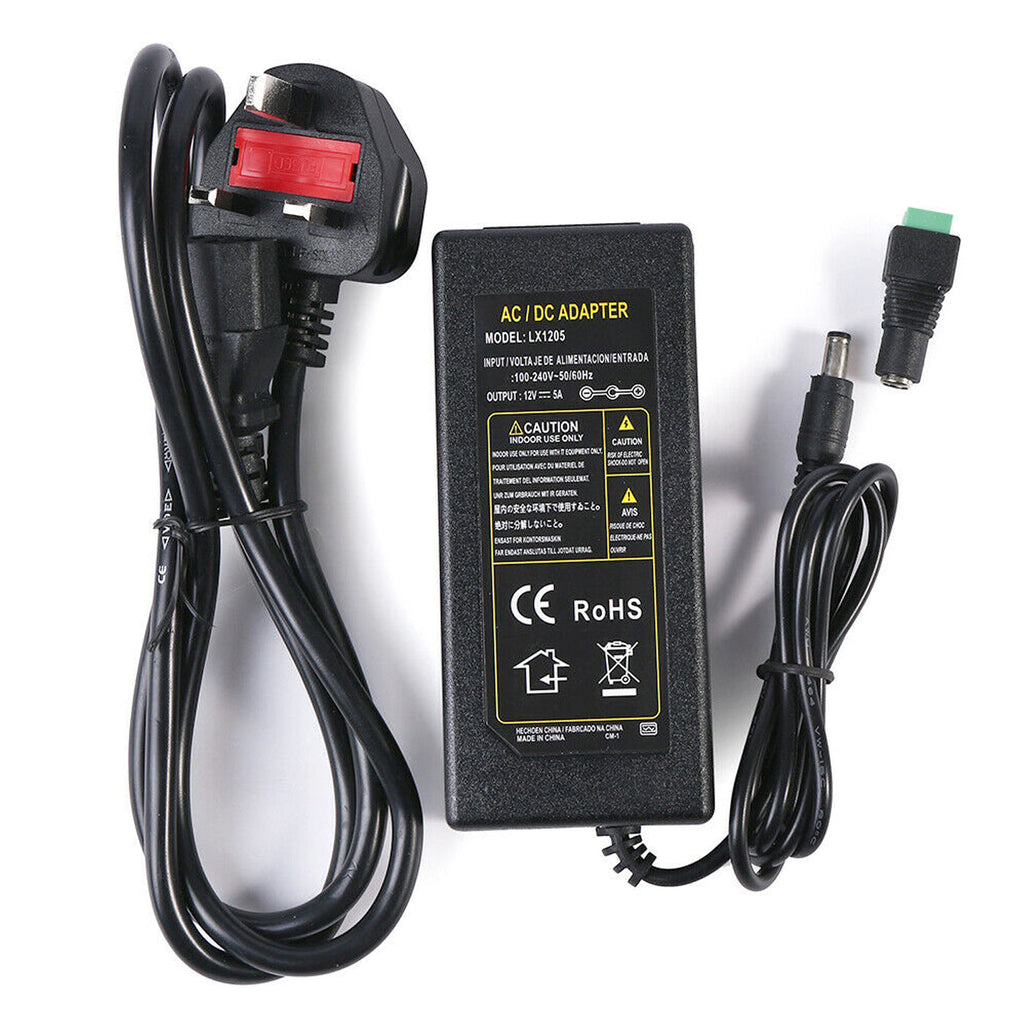 12V Power Adapter & Multi-Way Splitter Cable for CCTV, LED Strips