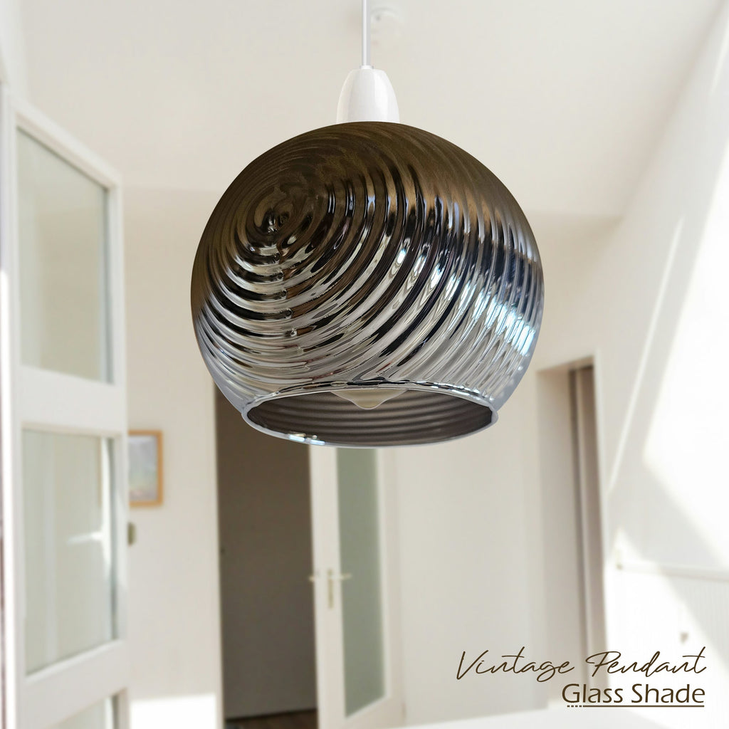 Floral Glass Easy Fit Pendant Light Shade Modern Chrome Finish Design