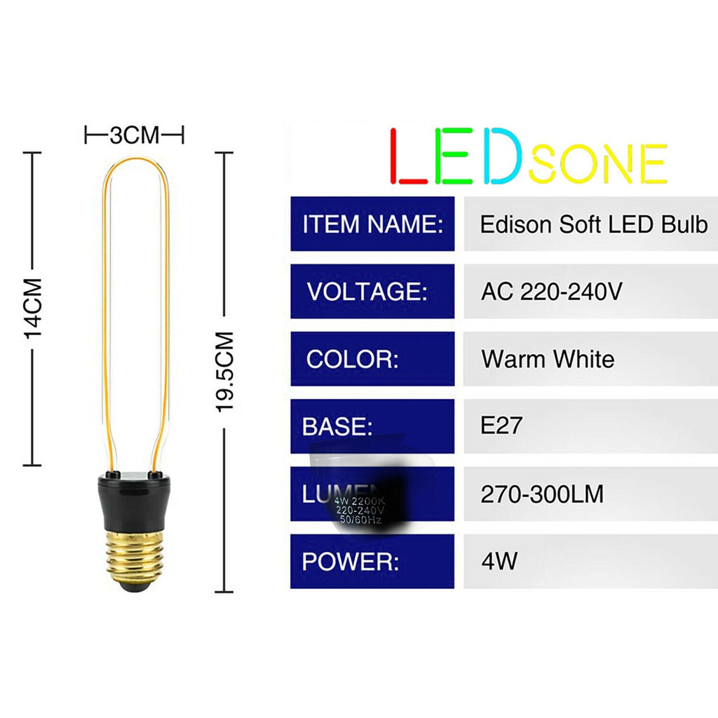Retro Vintage Edison Flexible LED Filament Light Bulb E27 Warm Yellow Glow