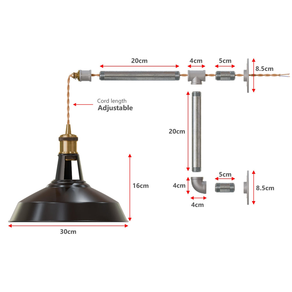 Industrial Wall Light Metal Barn Shade DIY Mount Kit ~ 6118