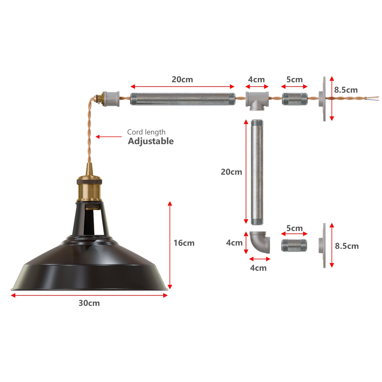 Industrial Wall Light Metal Barn Shade DIY Mount Kit ~ 6118