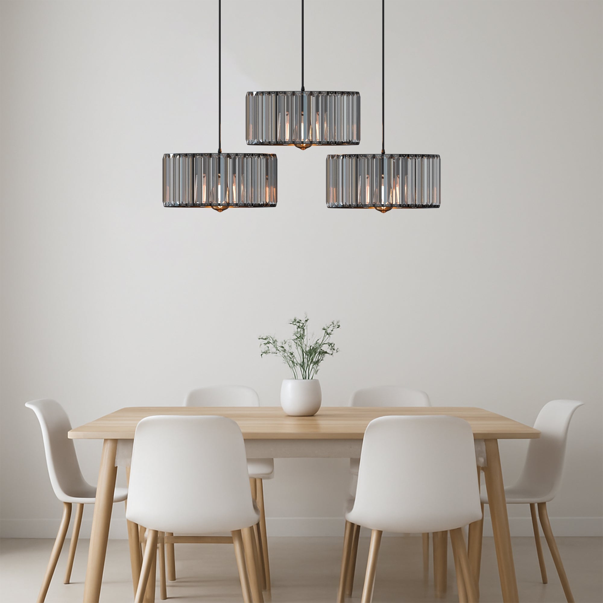 Modern Adjustable 3-Light Crystal Shade Pendant Chandelier~6125