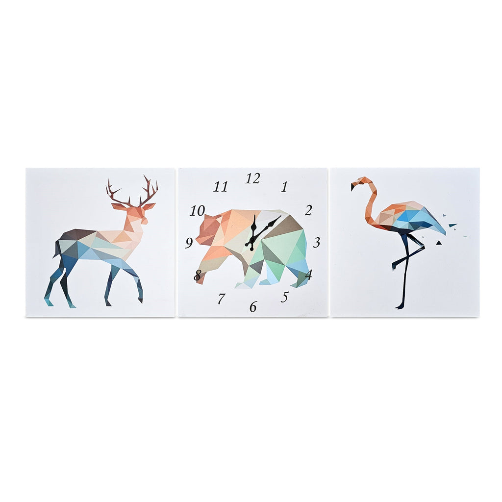 Charming Animal Wall Clock: Deer, Bear, Flamingo Art Painting Decorative Timepiece