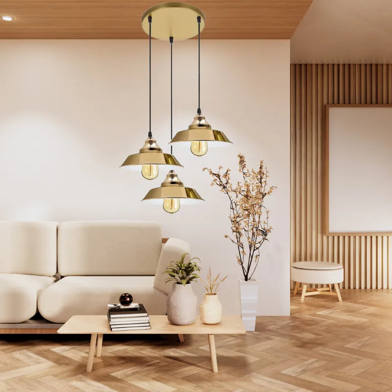 Vintage Industrial 3-Light Metal Ceiling Pendant Lamp E27 Retro Style