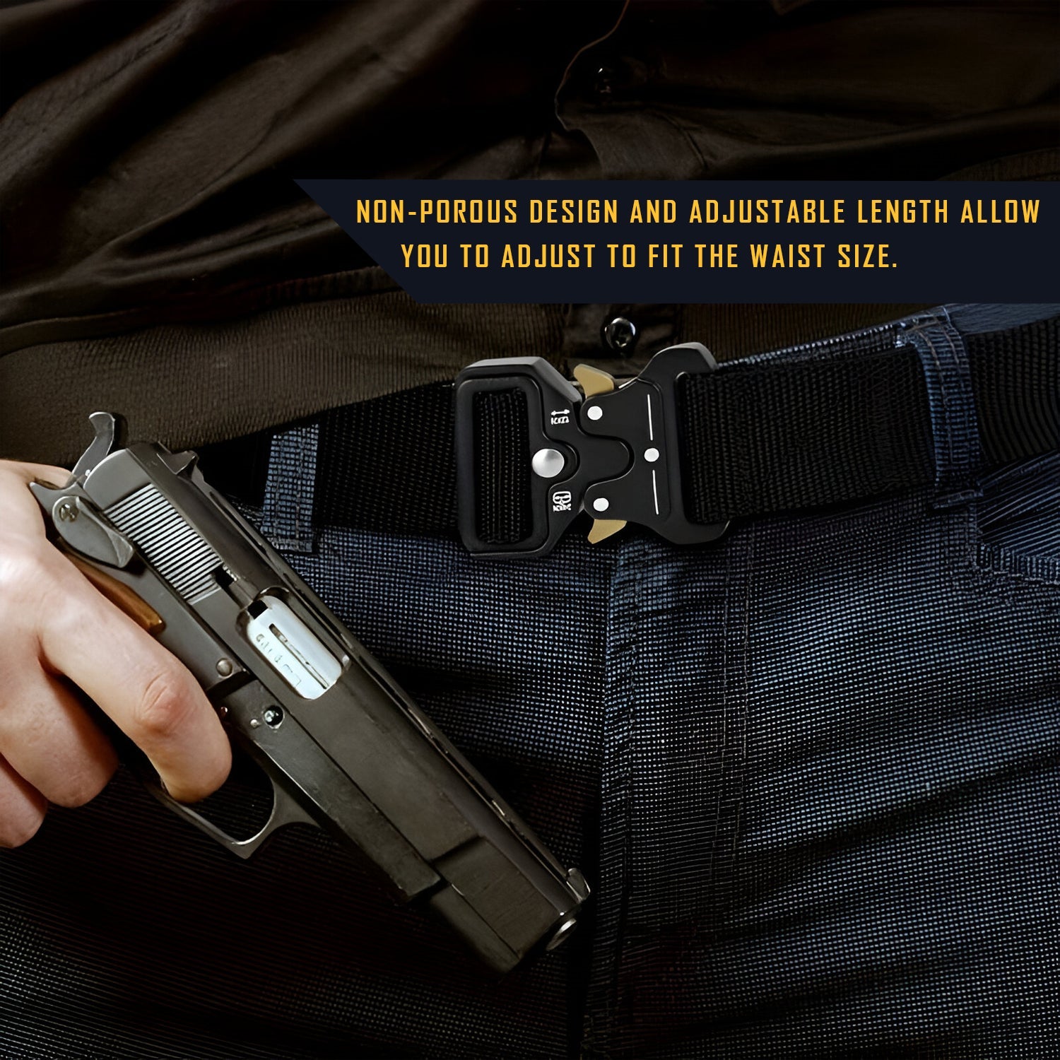 Men's Fabric Trim Adjustable Buckle Belt for Dress and Casual Wear