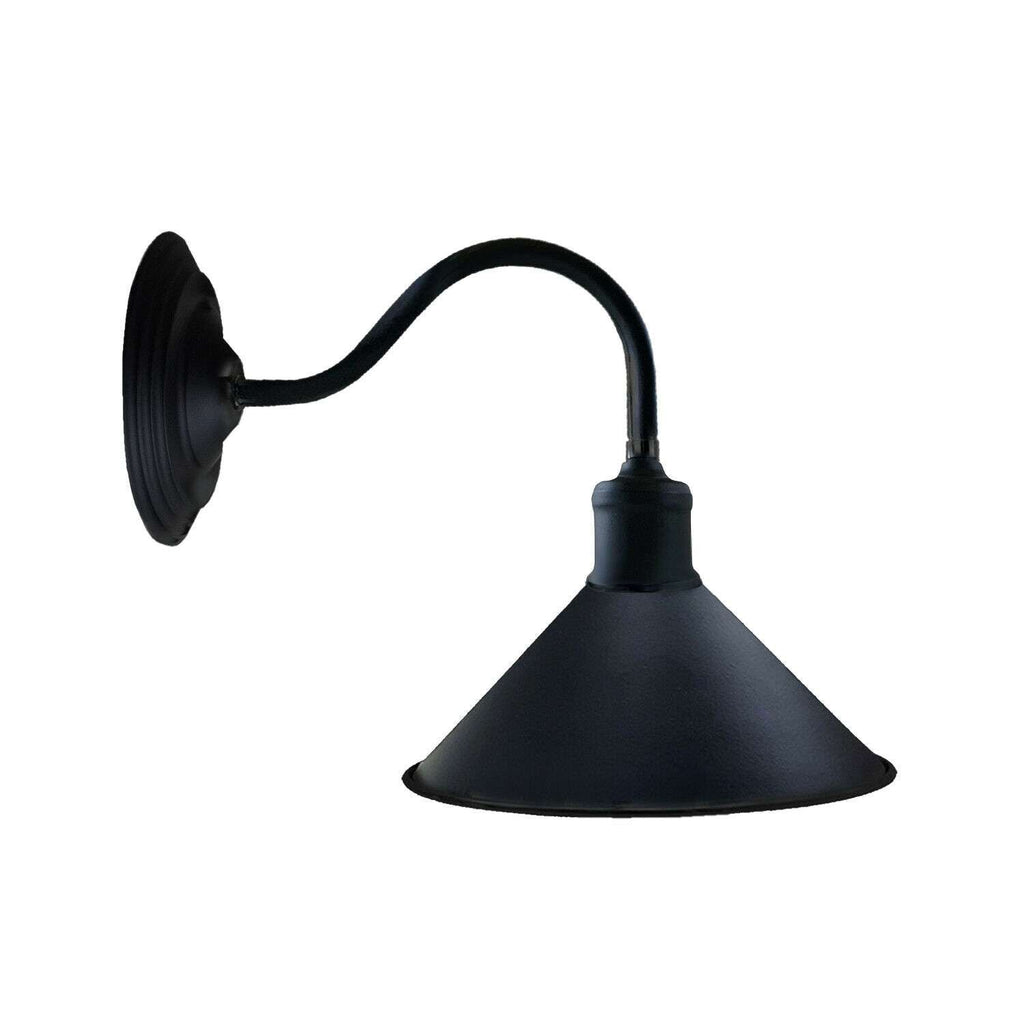 Vintage Metal Wall Sconce Light with Curved Arm, E27 Holder, Retro Industrial Style
