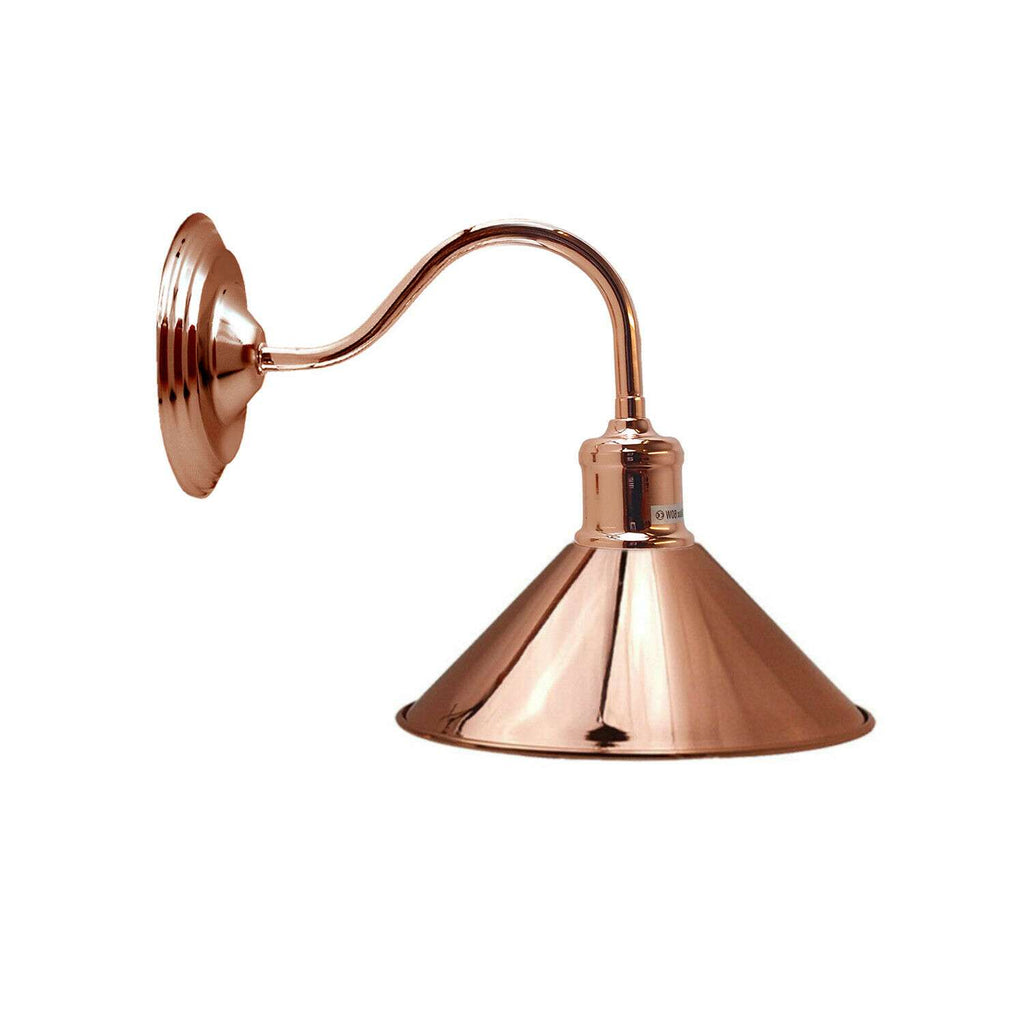 Vintage Metal Wall Sconce Light with Curved Arm, E27 Holder, Retro Industrial Style