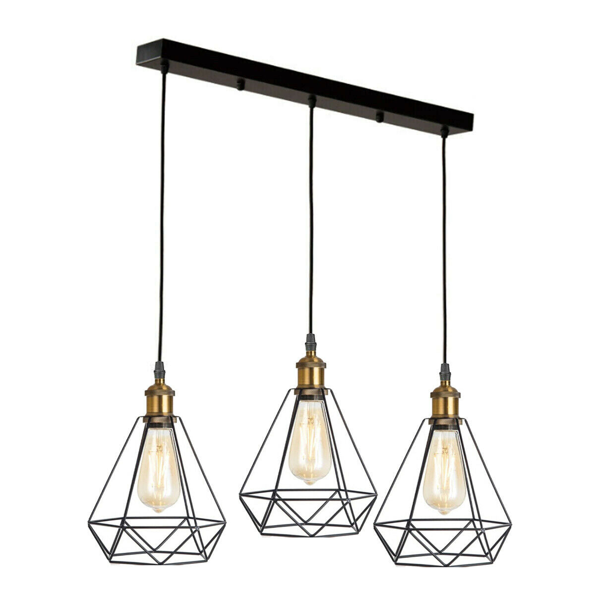 Modern Retro Industrial Ceiling Light Shade, 3-Way Pendant Lamp Cage
