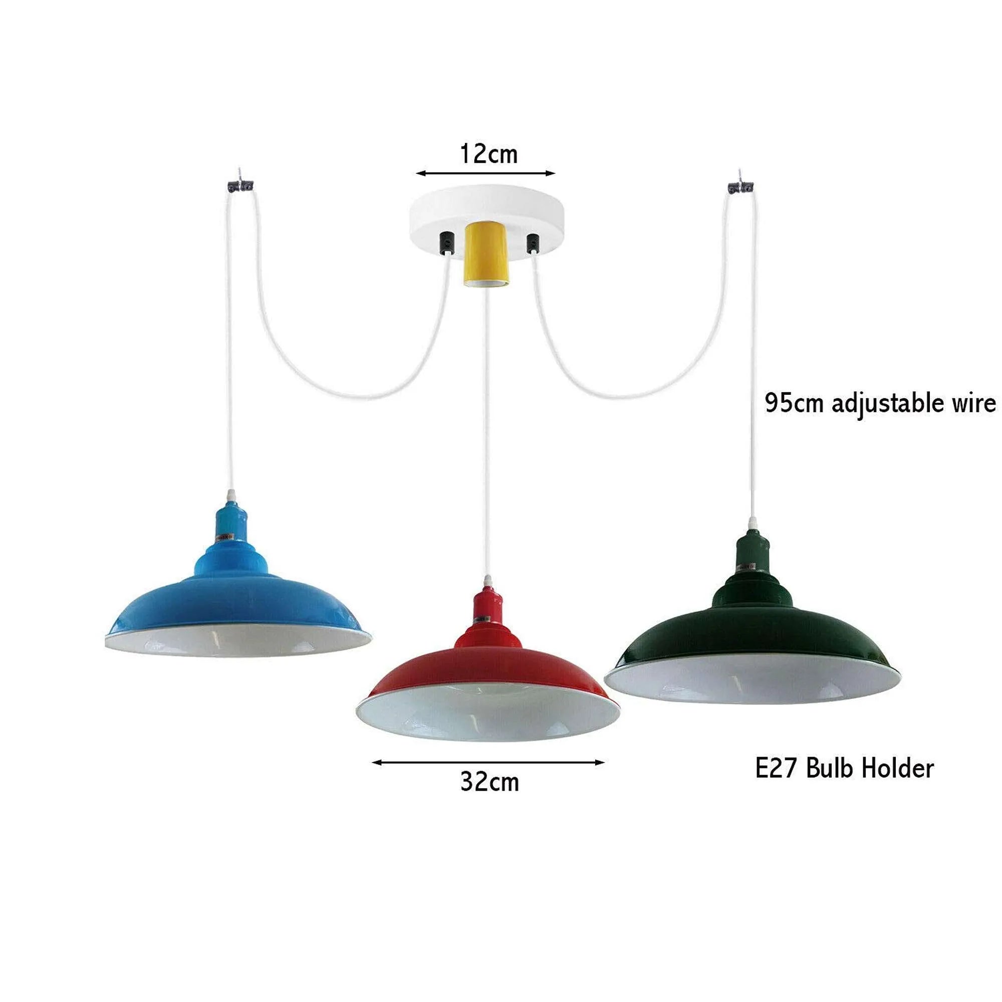 Modern Industrial 3-Way Spider Pendant Ceiling Light Fixture with Adjustable Cables
