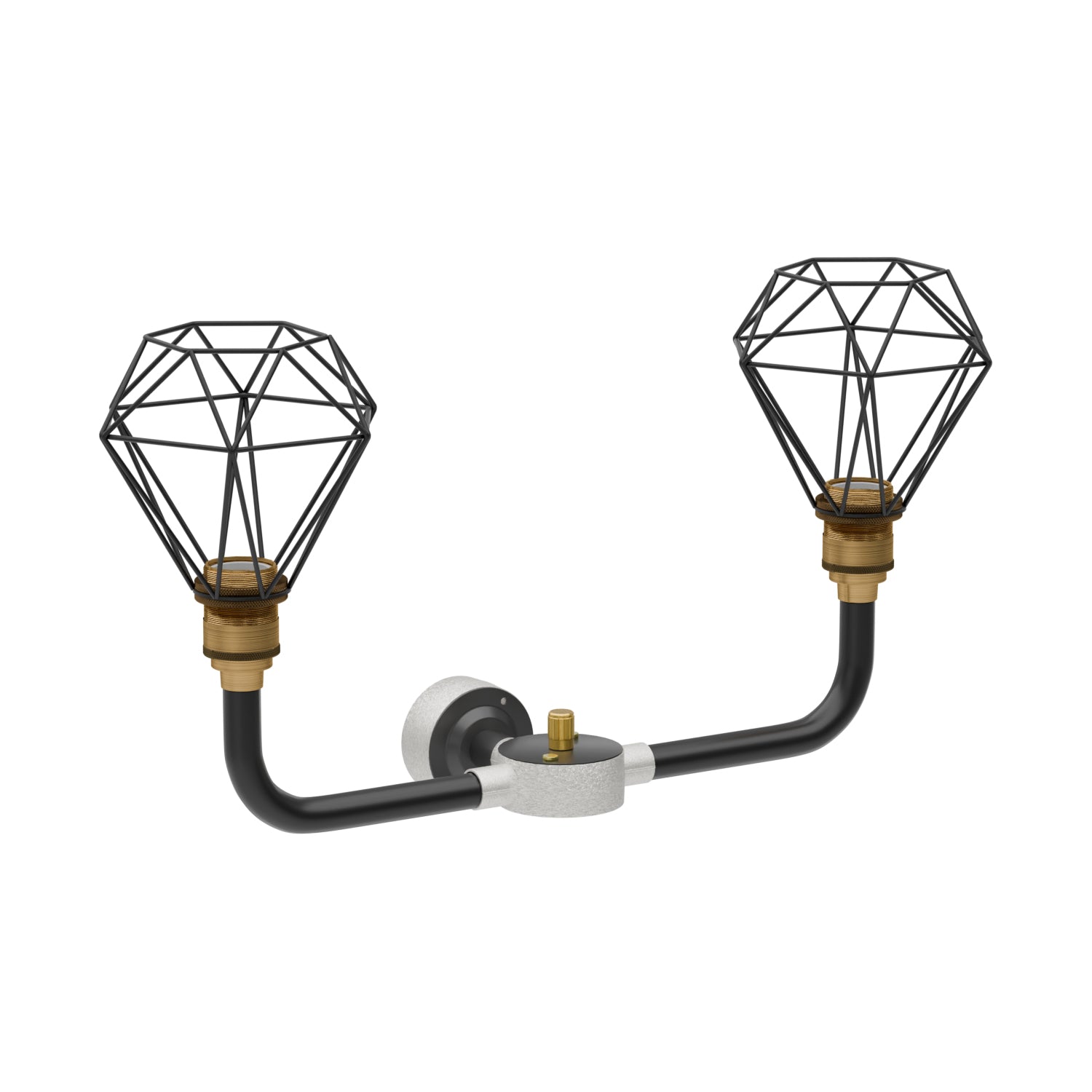 Industrial Black Conduit 2-Way Diamond Cage Wall Light Kit with Edison Bulb Option