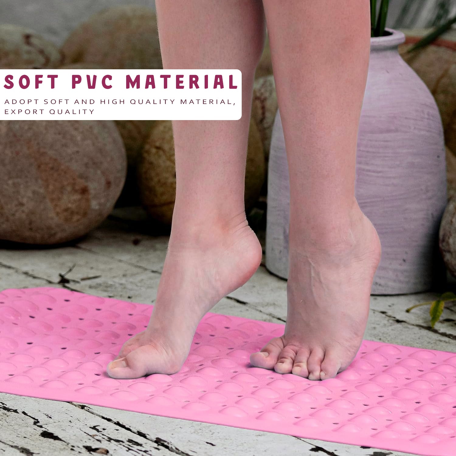 Anti-Bacterial Non-Slip Shower Mat with Drain Holes for Enhanced Bathroom Safety