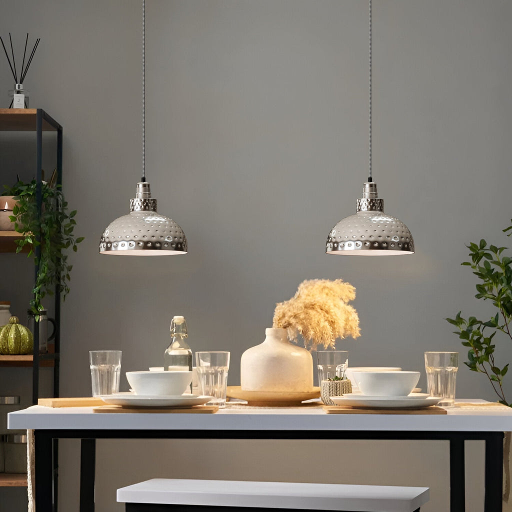 Retro Hammered Metal Shade E27 Ceiling Pendant Light~6132