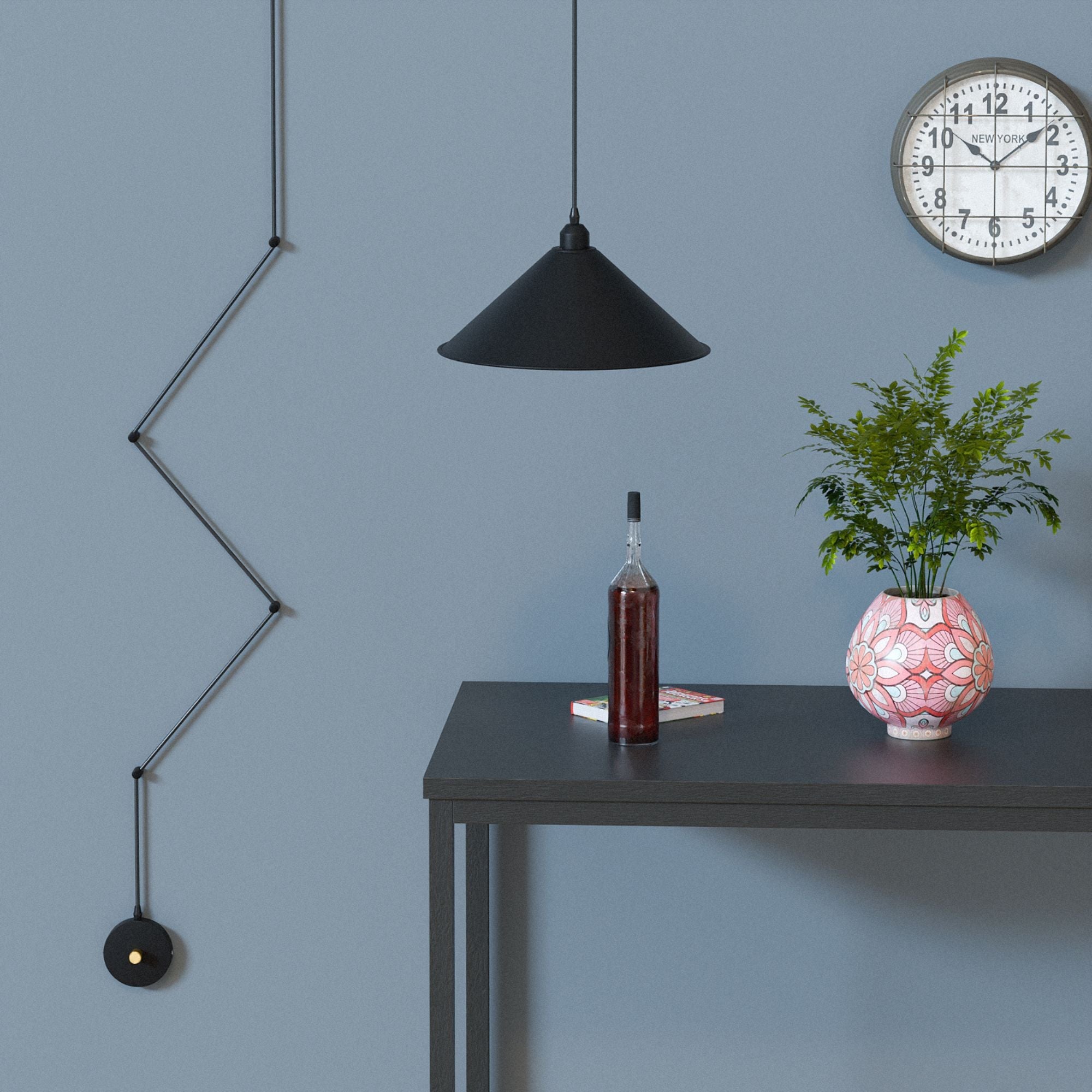 Modern Metal 4.5m Adjustable Wall Mounted E27 Pendant Lighting ~ 6237