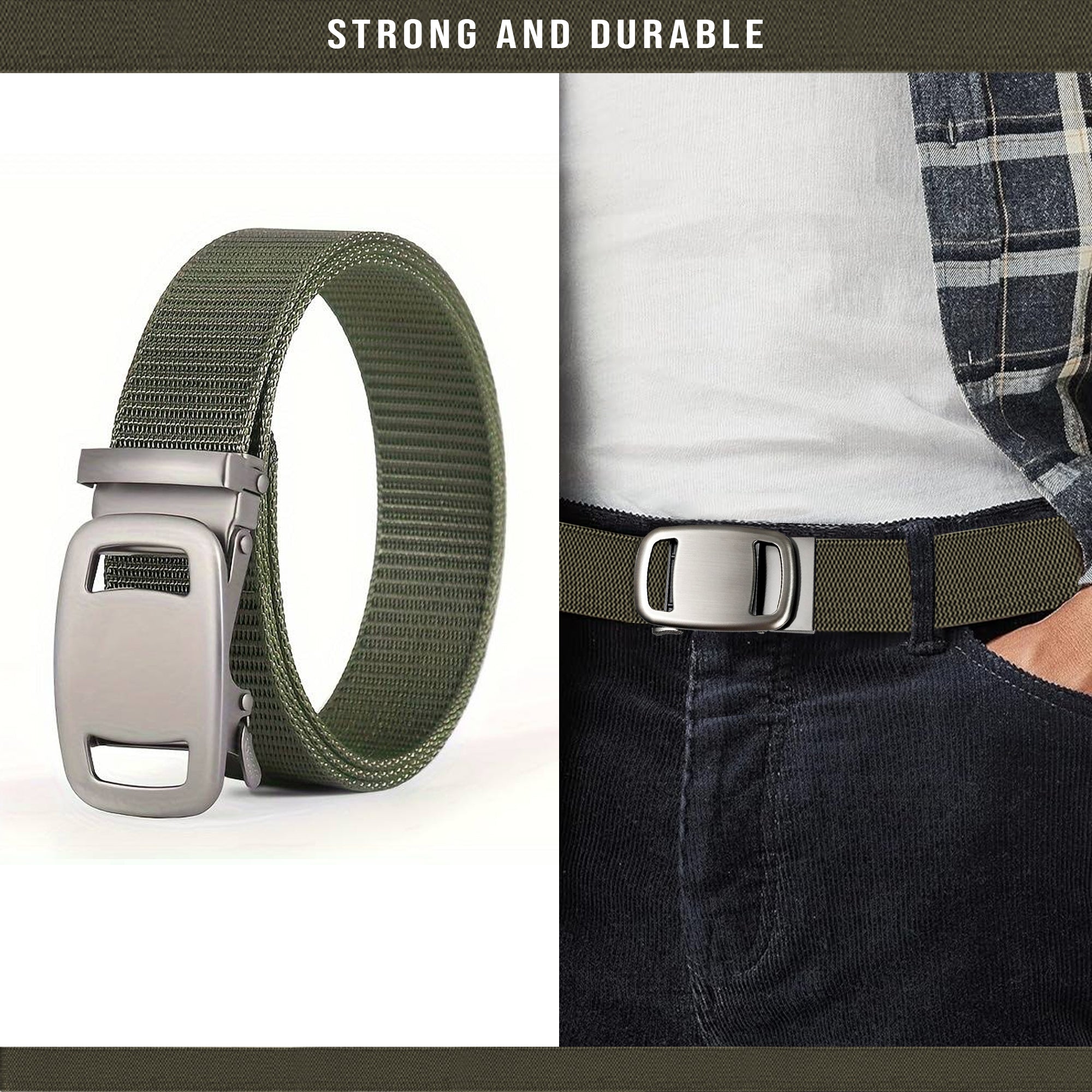 Unisex Automatic Lock Buckle Military Nylon Canvas Tactical Belt