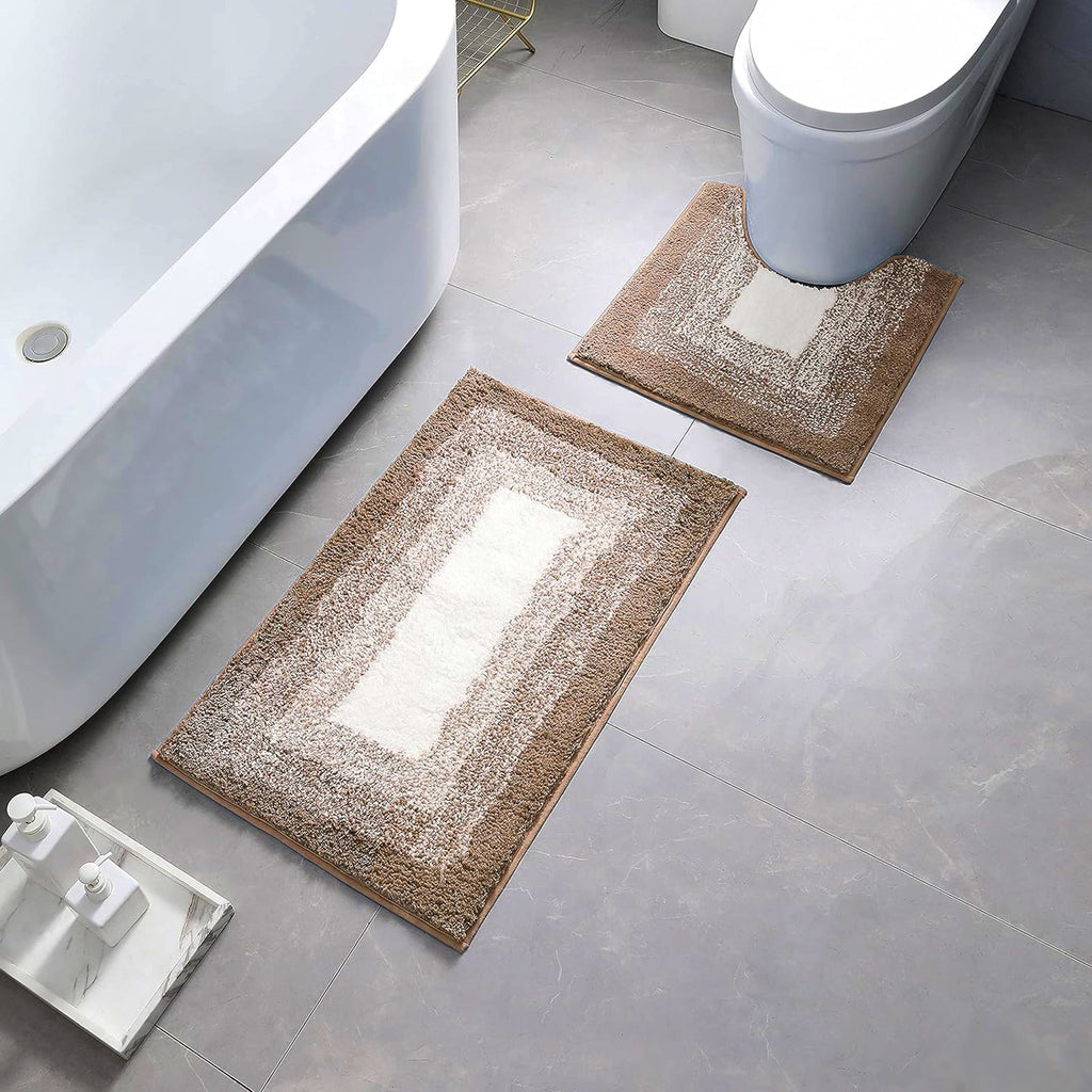 Soft Non-Slip 2-Piece Microfiber Bath and Pedestal Mat Set