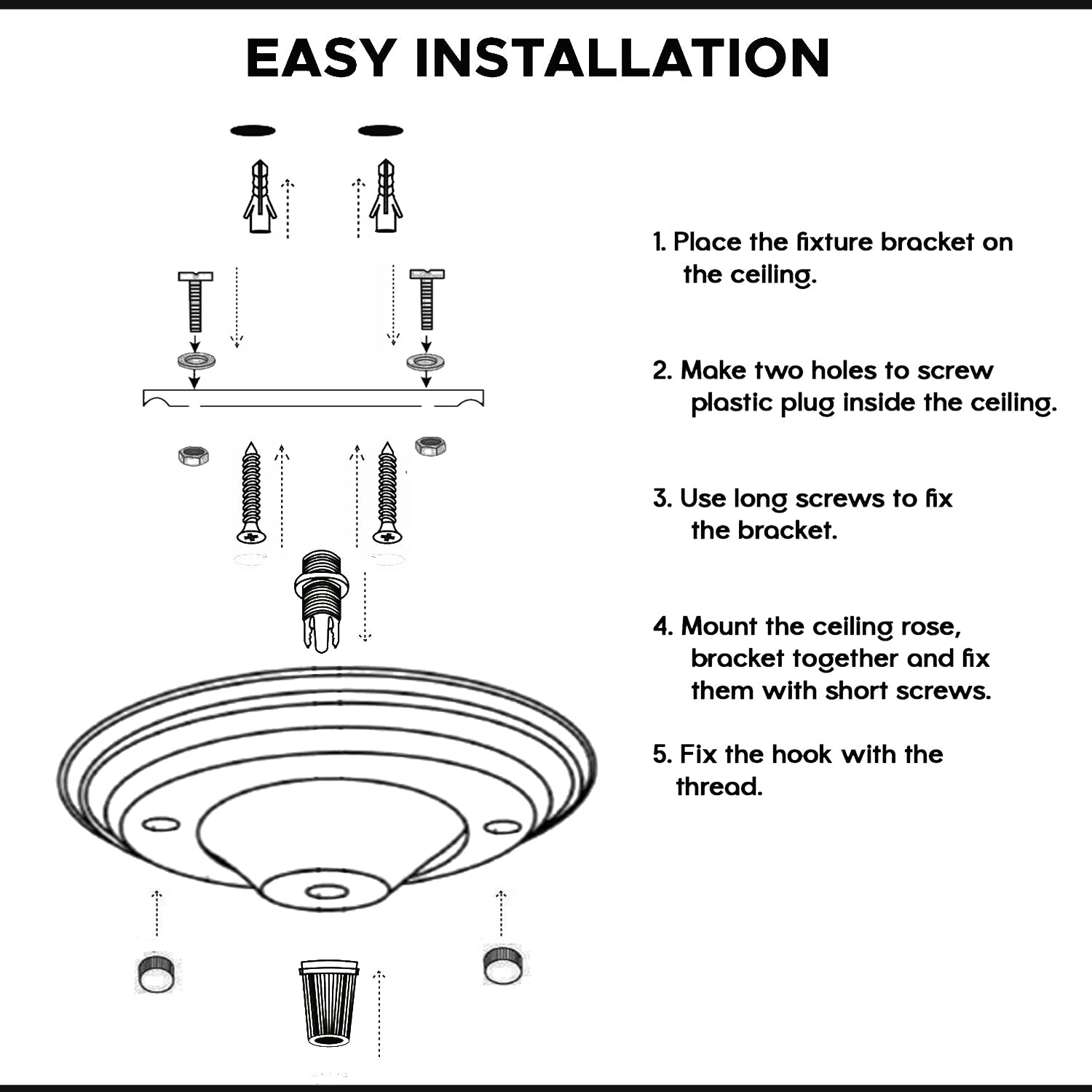 140mm Single Outlet Metal Front Fitting Ceiling Rose ~ 5785