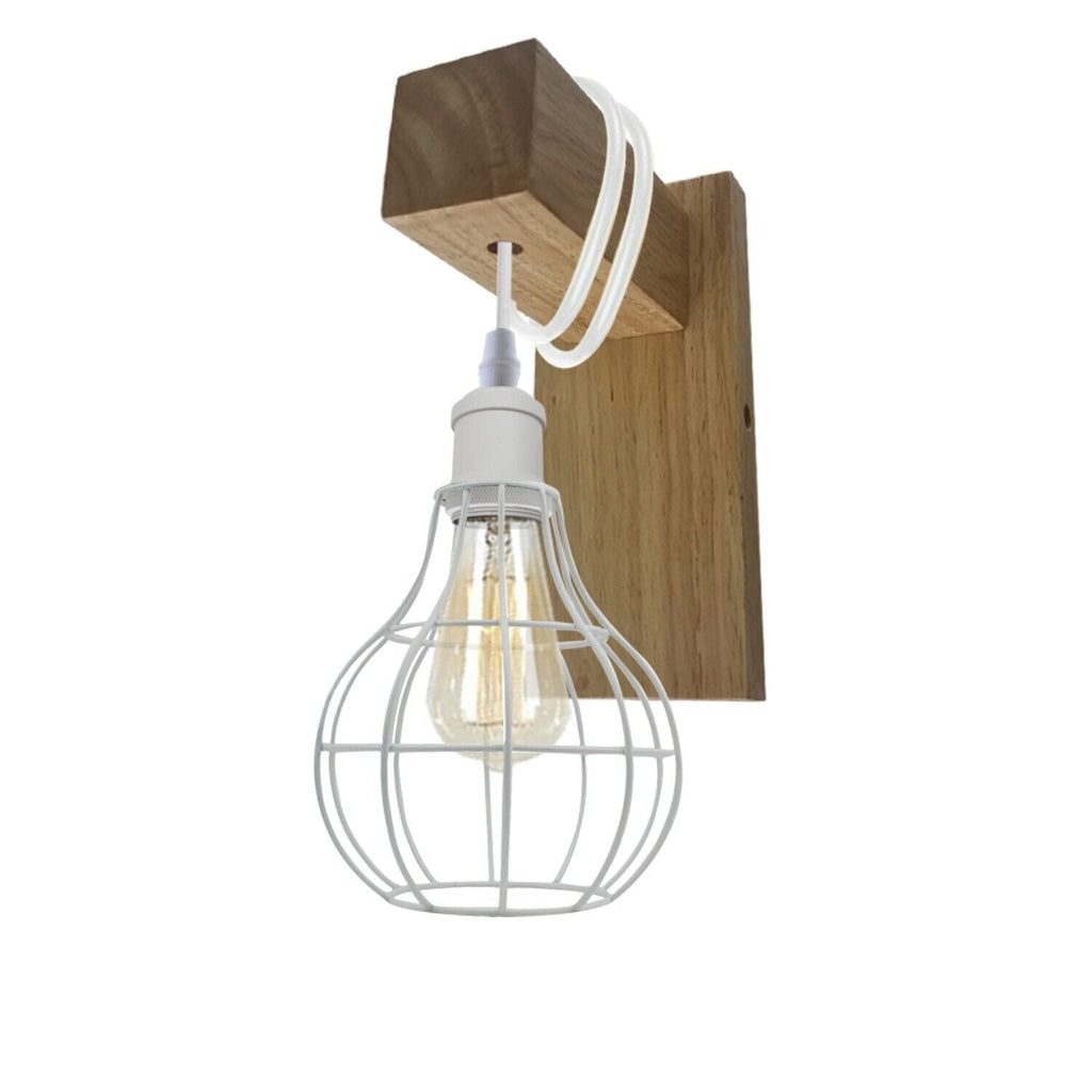 Industrial Vintage Modern White Sconce Cage Wall Light E27 Holder