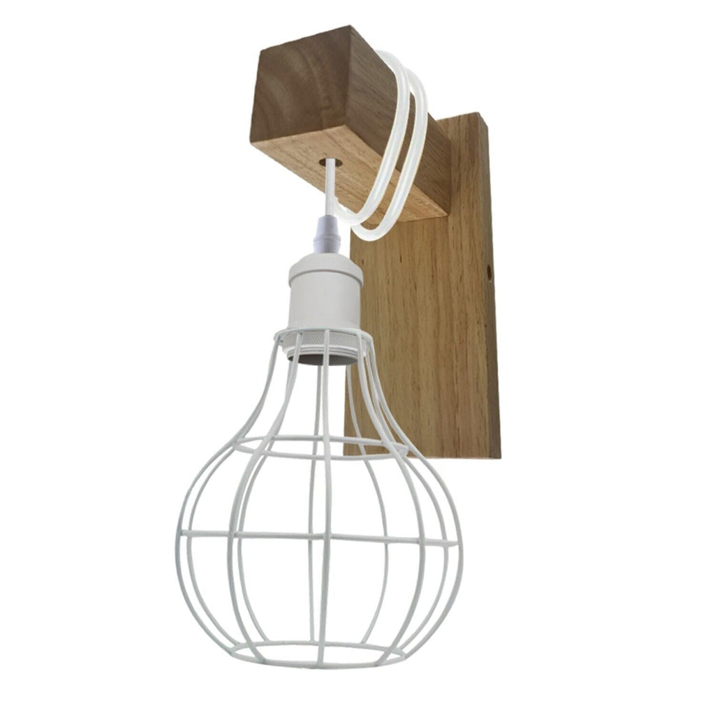 Industrial Vintage Modern White Sconce Cage Wall Light E27 Holder